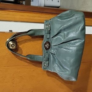 Coach garnet green leather satchel